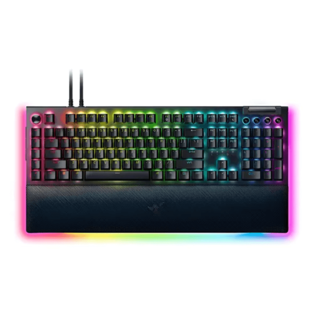 Teclado gamer Razer BlackWidow V4 Pro USGreen alámbrico, conexión USB, luces Chroma RGB, mecánico, 104 teclas, negro