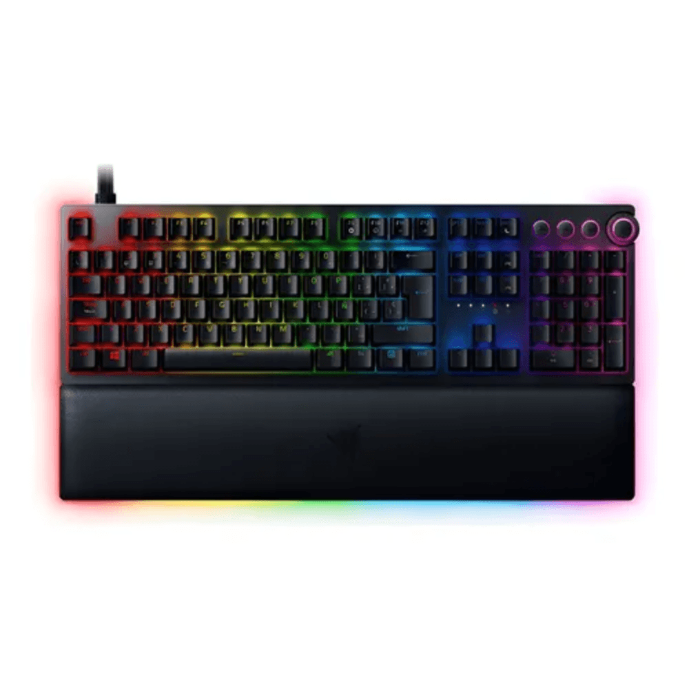 Teclado gamer Razer Huntsman V2 Analog alámbrico, conexión USB, luces Chroma RGB, mecánico, 104 teclas, negro