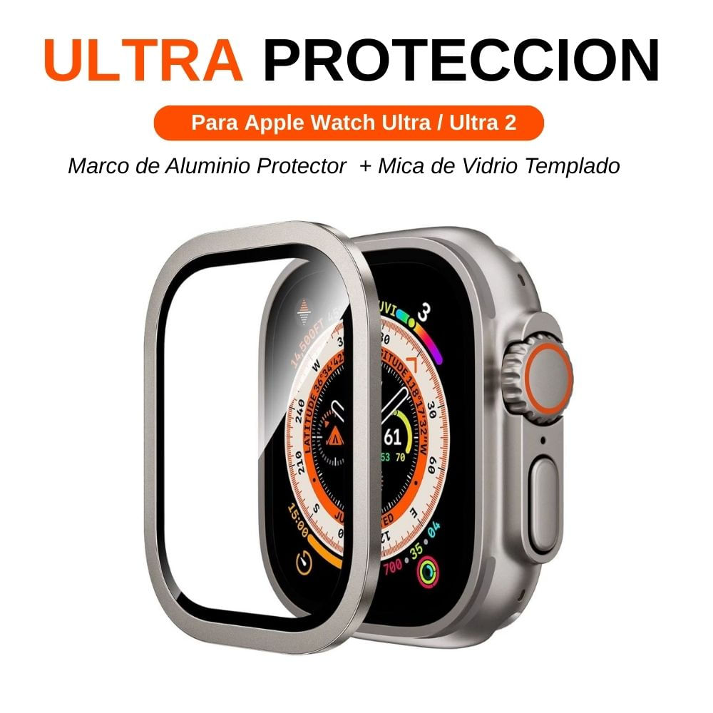 Imagen 2 del producto Protector de pantalla metal y mica de vidrio para Apple Watch Ultra Classic, titanio