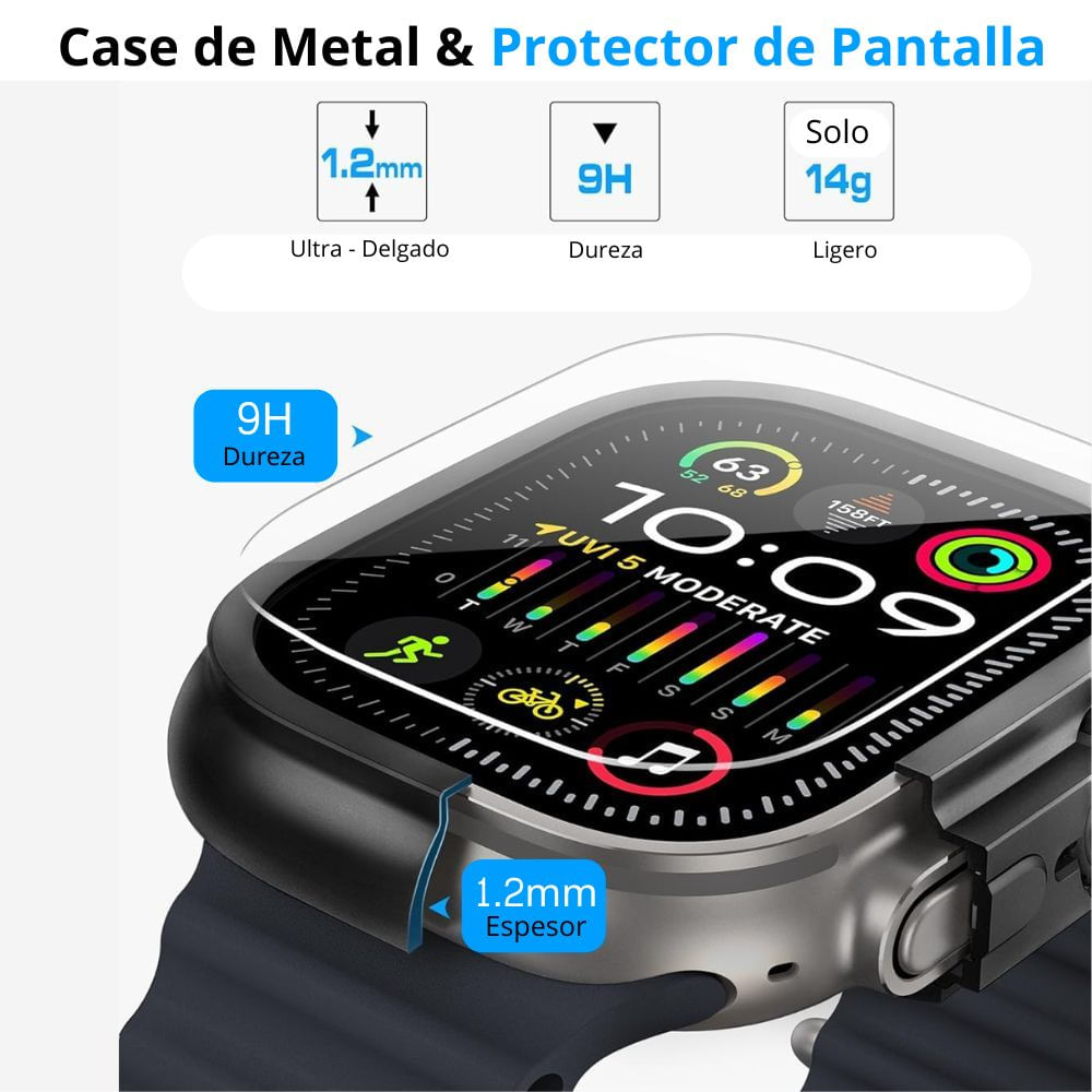 Imagen 2 del producto Case de metal y mica de vidrio para Apple Watch Ultra, negro
