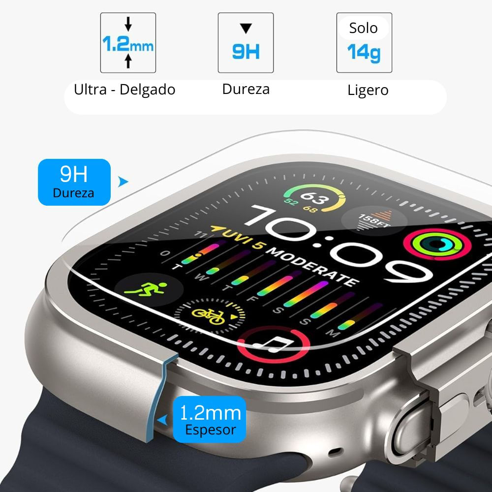 Imagen 2 del producto Case de metal y mica de vidrio para Apple Watch Ultra, titanio