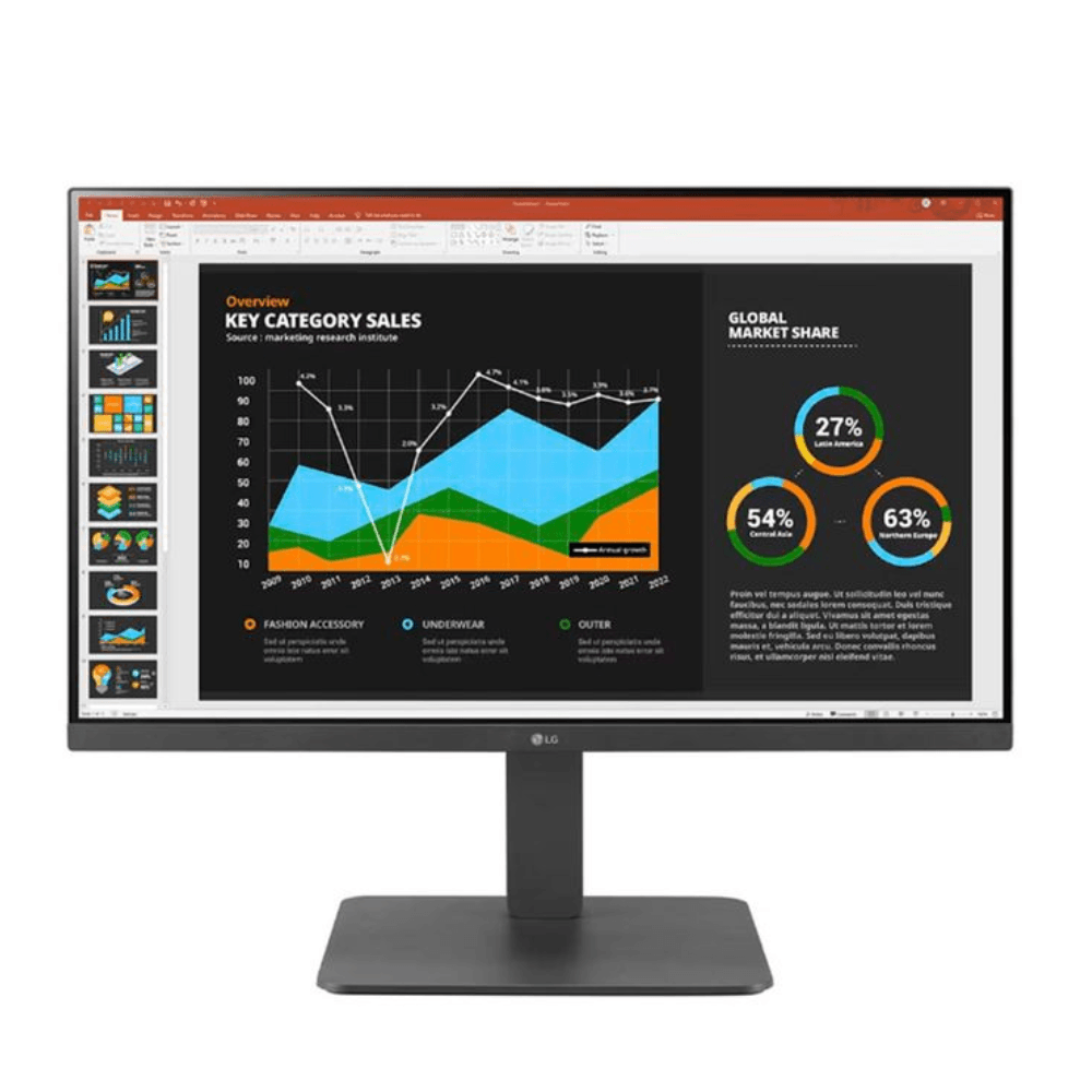 Monitor plano LG 24" 24BR650, panel IPS, Pivot, USB Tipo-C, Daisy Chain, 75Hz, 5ms, negro