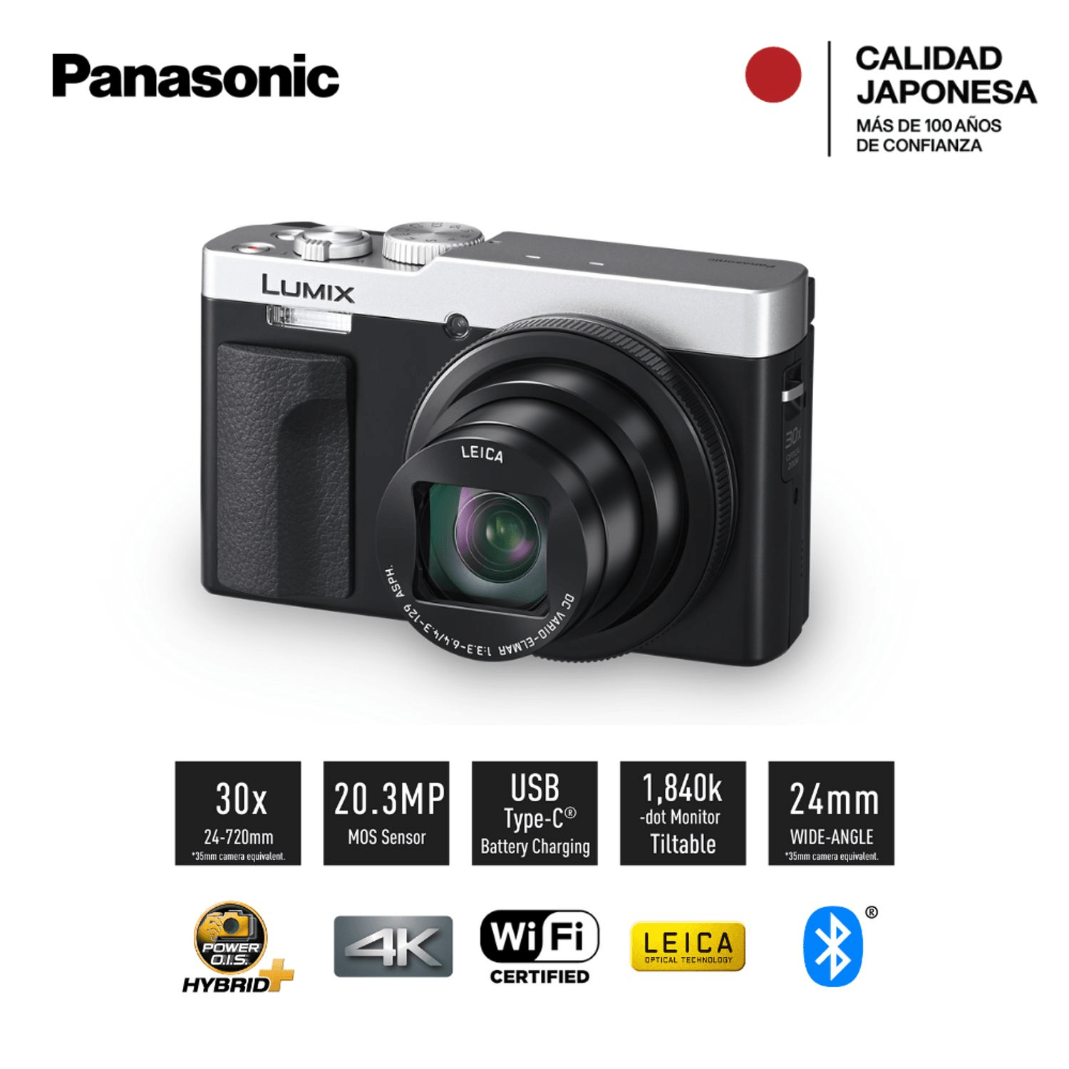 Imagen 2 del producto Cámara Panasonic digital Lumix Point and Shoot DC-ZS99, 20.3 MP, Venus Engine, pantalla táctil LCD, flash integrado, negro