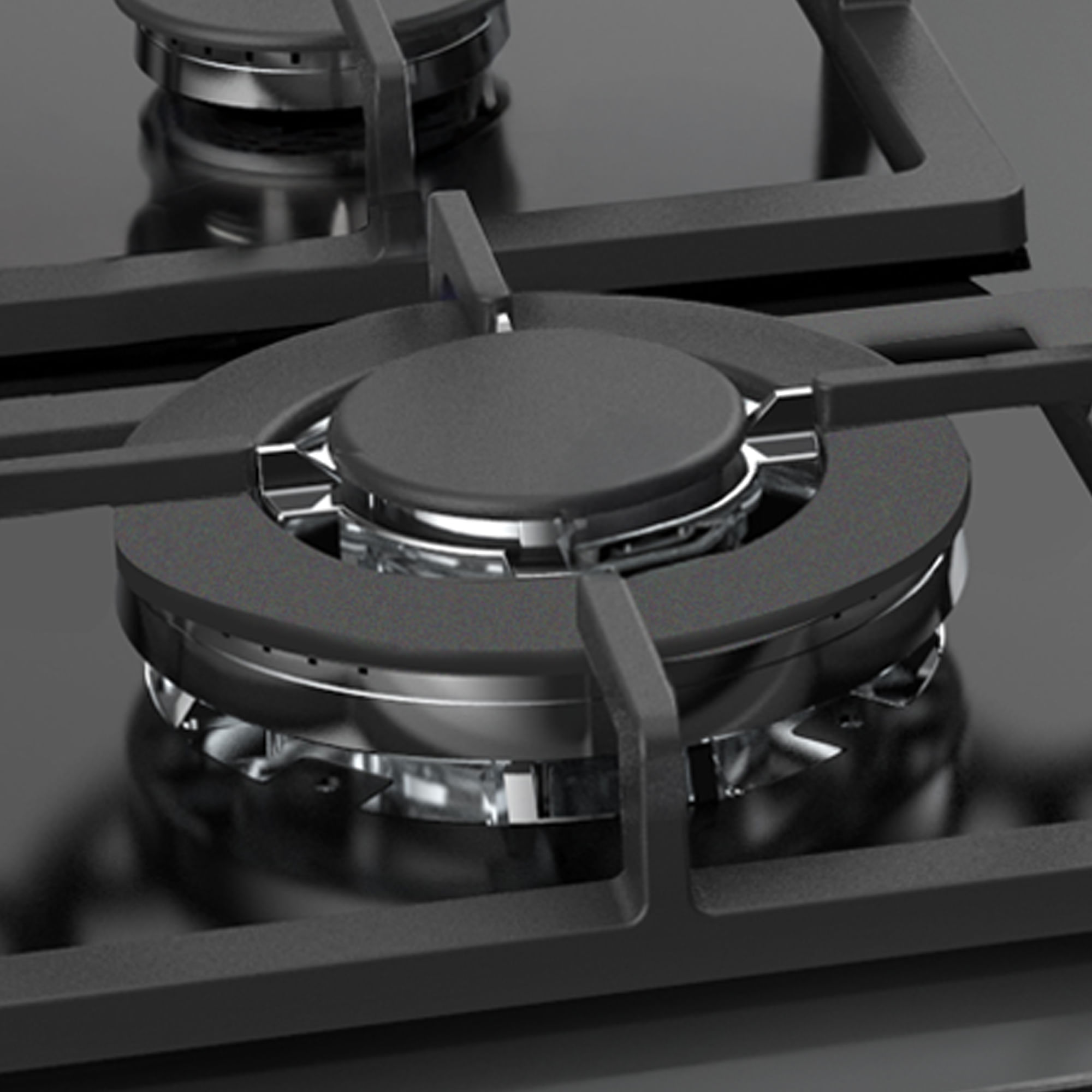Imagen 2 del producto Combo: Encimera Glass 60cm a gas 4 quemadores + horno empotrable eléctrico 56L, con grill y turbo convección, negro