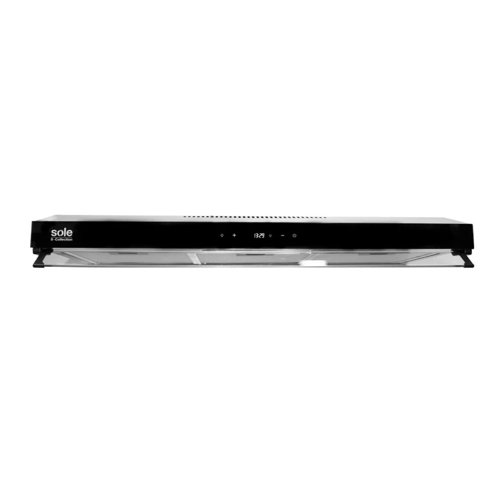 Imagen 1 del producto Campana extractora Slim Black 90cm, 2 motores, 3 niveles, Touch Free, 500 m³/h, LED, ducto o recirculante, filtros carbón, negro
