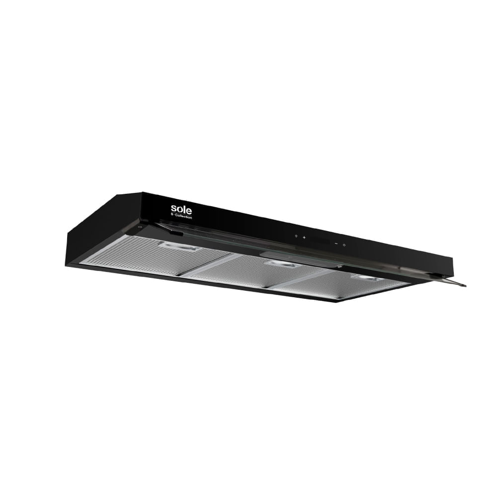 Imagen 2 del producto Campana extractora Slim Black 90cm, 2 motores, 3 niveles, Touch Free, 500 m³/h, LED, ducto o recirculante, filtros carbón, negro