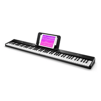 Órgano eléctrico Donner DP-10, plegable 88 teclas, 128 tonos, polifonía, negro