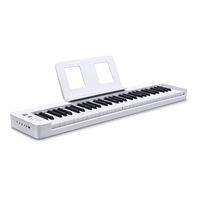 Órgano eléctrico Donner DP-06, plegable 61 teclas, polifonía, 128 tonos, blanco