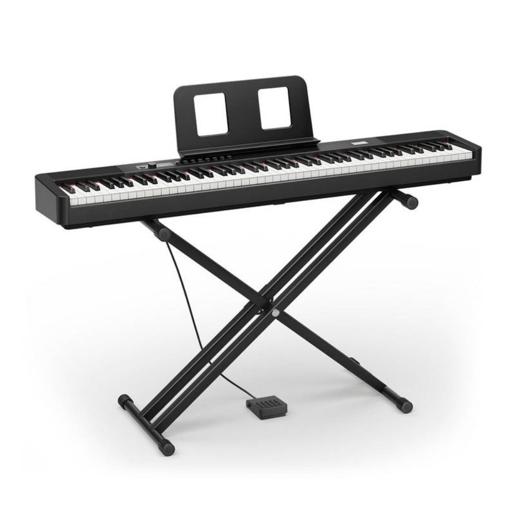 Órgano eléctrico Donner DEP-20 Lite, 88 teclas con soporte X, polifonía, 185 tonos, negro