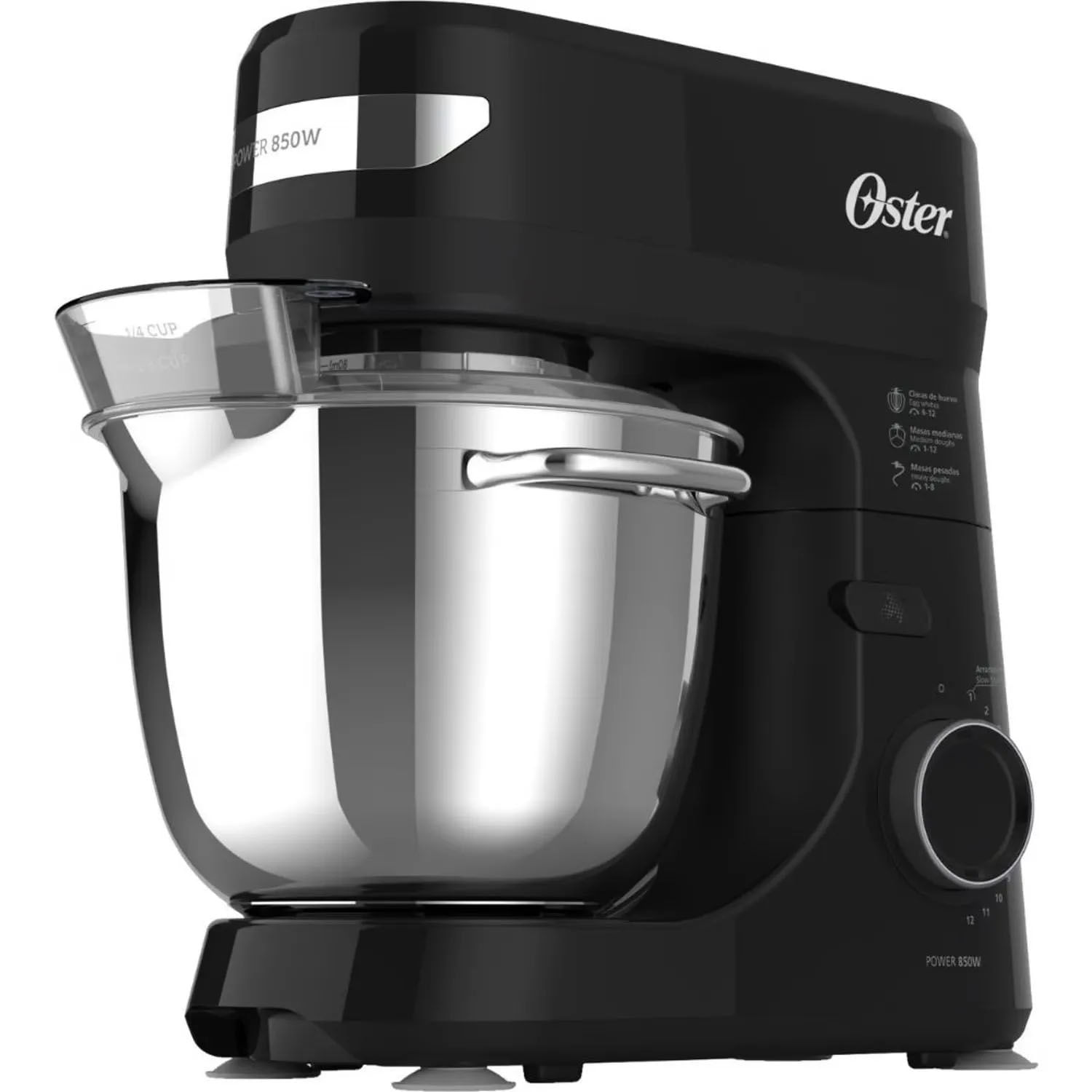 Batidora planetaria Oster FPSTSMPL2B, 850W, 12 velocidades, tazón 4L acero inoxidable, negro