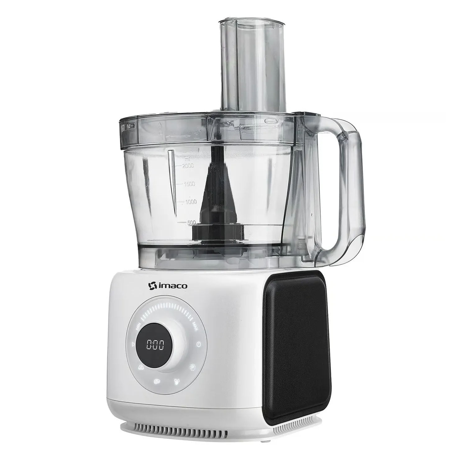 Procesador de alimentos Imaco FP416A, 1000W, bowl 2 litros, cuchillas acero inoxidable, , panel digital, negro