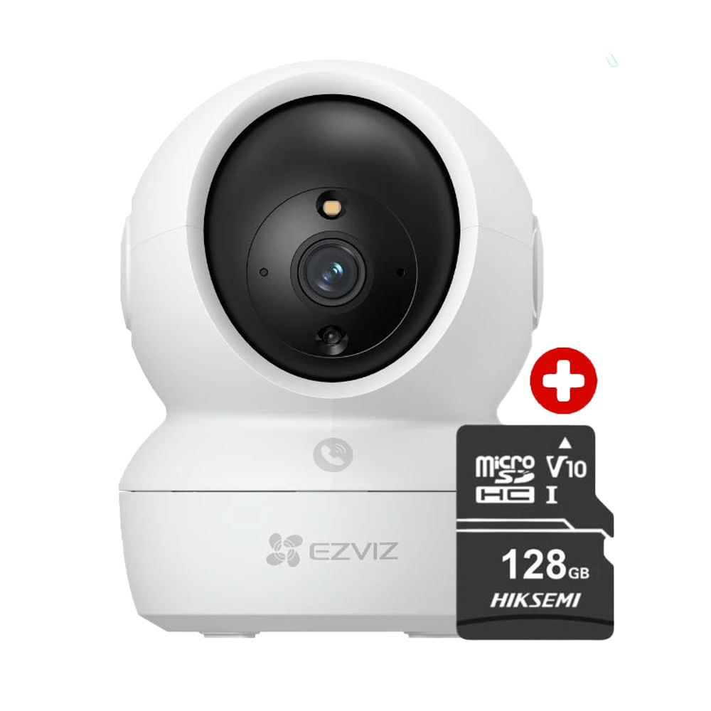 Cámara de seguridad para interiores Ezviz H6C 2K 4MP, microSD 128GB, visión nocturna, audio bidireccional, blanco