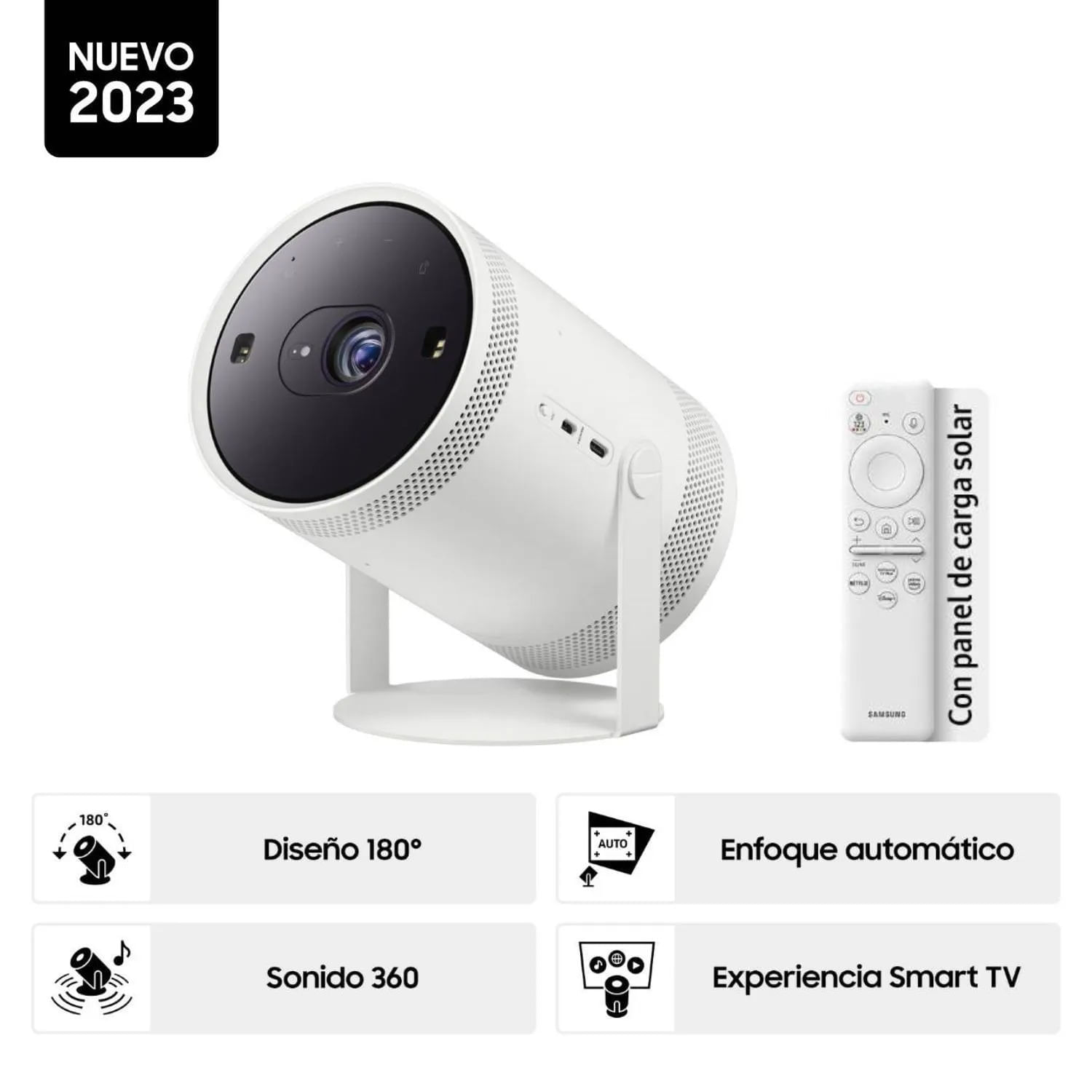 Imagen 2 del producto Proyector portátil Samsung The Freestyle 2da Gen, Full HD, transmisión inalámbrica, blanco
