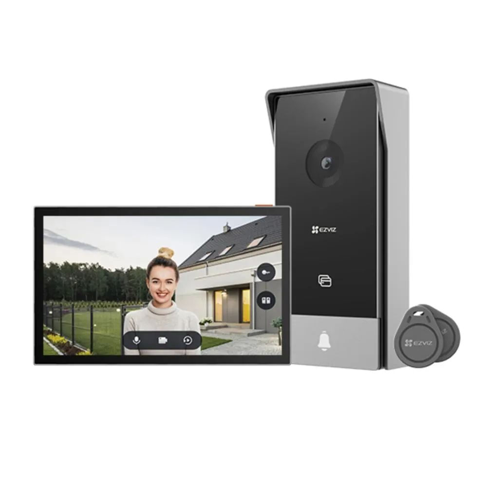 Videoportero inteligente Ezviz HP5 Wi-Fi 1080p, pantalla táctil 7", visión nocturna, detección IA, apertura remota, microSD 512GB, negro