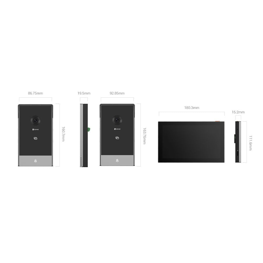 Imagen 2 del producto Videoportero inteligente Ezviz HP5 Wi-Fi 1080p, pantalla táctil 7"", visión nocturna, detección IA, apertura remota, microSD 512GB, negro