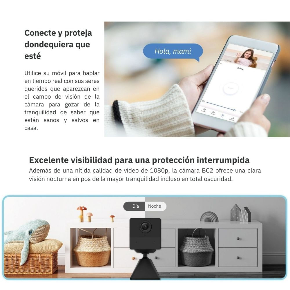 Imagen 2 del producto Cámara inteligente para interior Ezviz CB2 Full HD 1080p Wi-Fi, batería recargable 2000 mAh, visión nocturna, negro