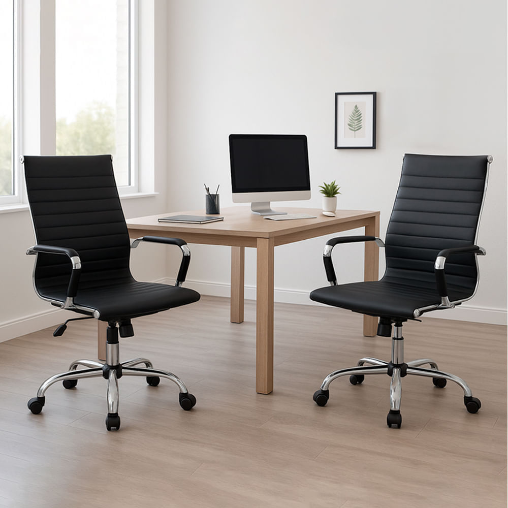 Imagen 2 del producto Combo: 2 Sillas ejecutivas Komsum Cannes, estructura metálica, mecanismo multifuncional, ruedas nylon, negro