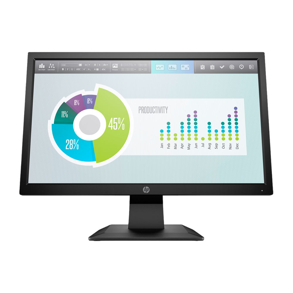 Monitor plano HP 19.5" P204v, HD+, 60Hz, TN LED, HDMI VGA, negro