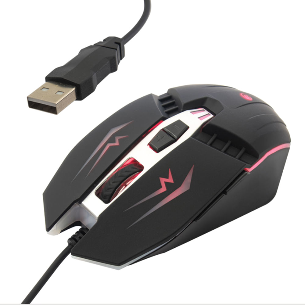 Mouse Gamer Radioshack con luces de colores, 7 botones, conectividad USB-A, negro