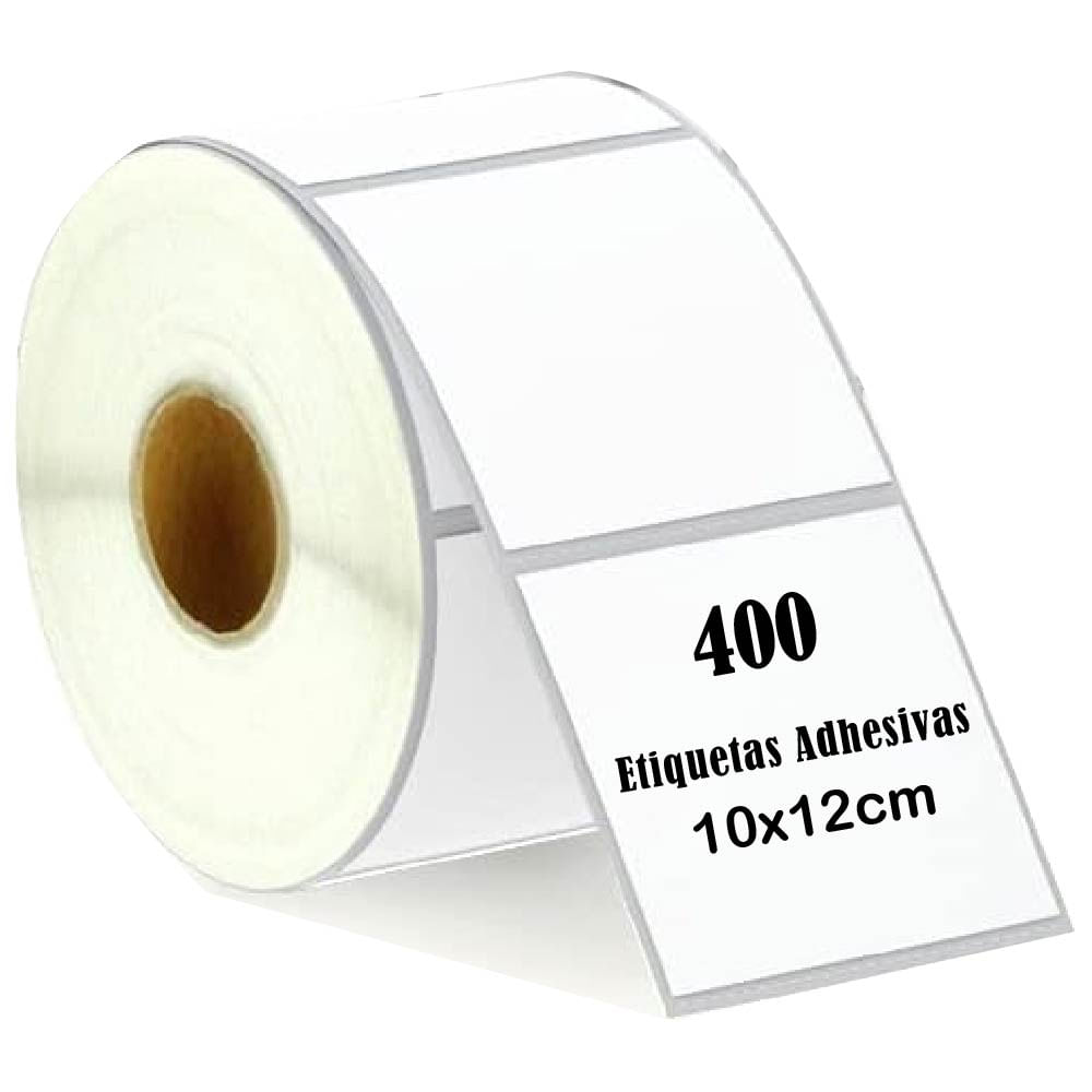 Imagen 1 del producto Rollo 400 etiquetas adhesiva térmica 10x12 cm, impermeable, resistente a arañazos, agua y aceite, compatible impresora térmica