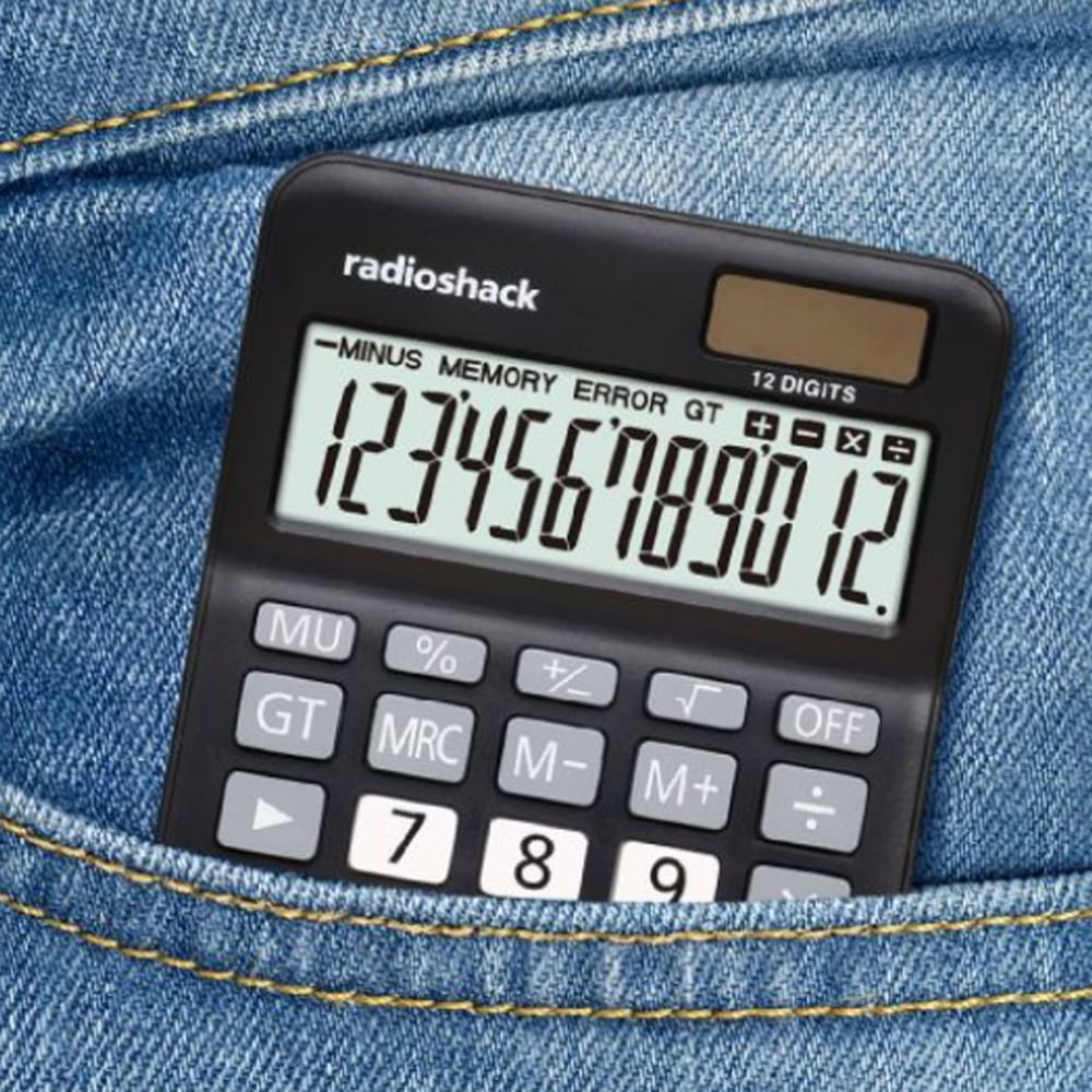 Imagen 2 del producto Calculadora de mesa Radioshack 6103040 12 dígitos, con panel solar, negro