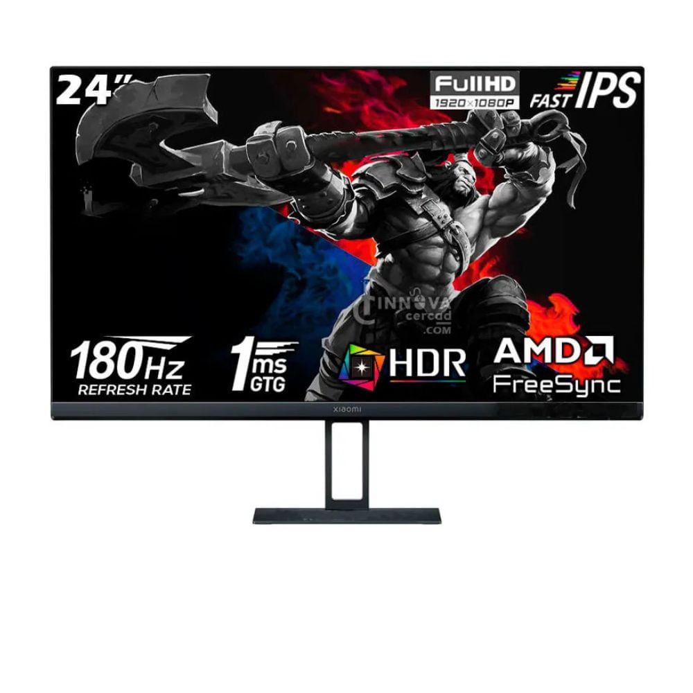 Monitor gamer plano 23.8" Xiaomi G24i Panel IPS, FullHD (1920 x 1080), 180Hz, 1ms, entradas DP HDMI, negro