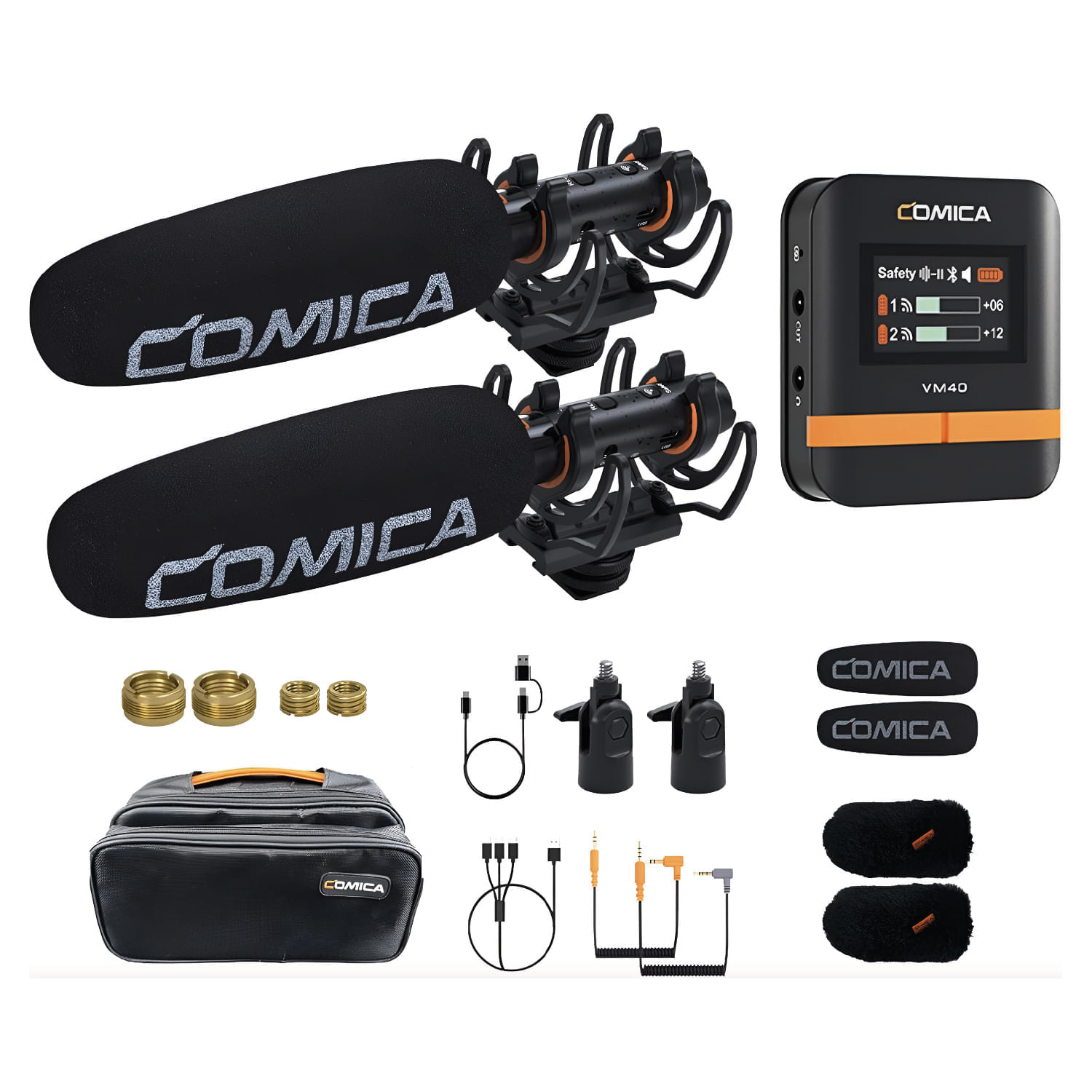 Imagen 2 del producto Micrófono Comica audio VM40 combo, shotgun inalámbrico 2.4GHz, grabación 32GB, reducción de ruido, negro