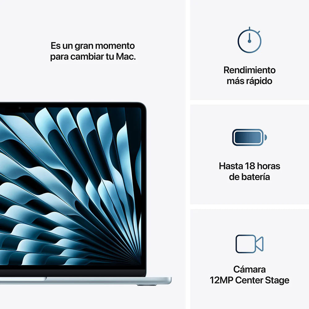 Imagen 2 del producto MacBook Air 15"" Chip M4, CPU 10 núcleos, GPU de 10 núcleos, 512GB SSD, 16GB RAM, macOS, skyblue