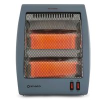 Estufa de cuarzo Imaco QH800, 800W, 2 niveles de calor, malla de protección, portátil, práctica y eficiente, gris