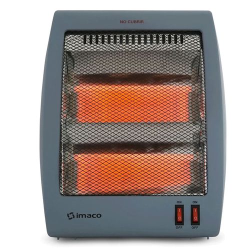 Estufa de cuarzo Imaco QH800, 800W, 2 niveles de calor, malla de protección, portátil, práctica y eficiente, gris