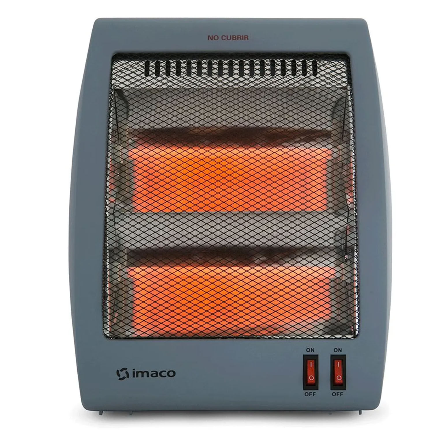 Estufa de cuarzo Imaco QH800, 800W, 2 niveles de calor, malla de protección, portátil, práctica y eficiente, gris