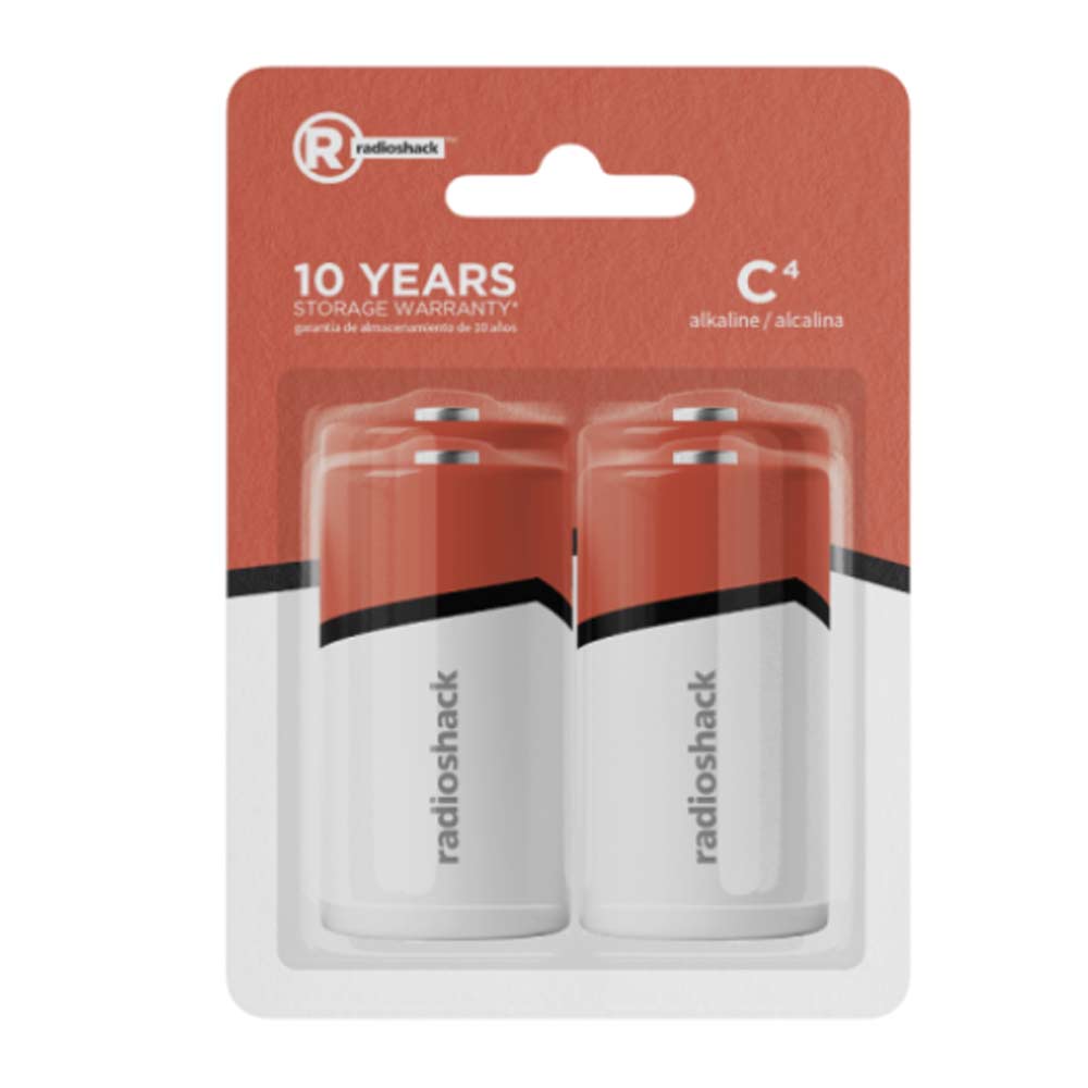 Pilas alcalinas Radioshack tipo C x4 1.5V increíble duración y rendimiento