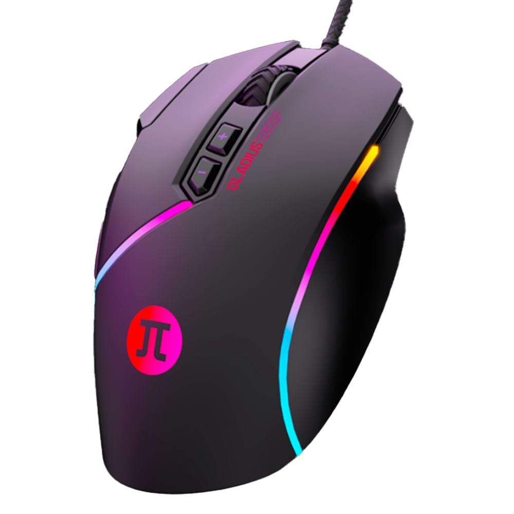 Imagen 2 del producto Mouse gamer Primus Gladius 12800P USB, inlámbrico, 12800 DPI, 8 botones, retroiluminación RGB, Interruptores Omron, cable trenzado, negro