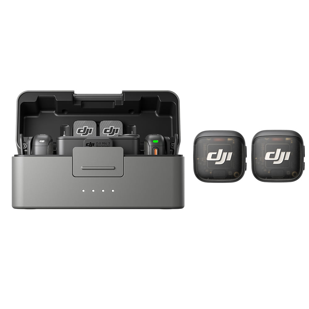 Micrófono inalámbrico DJI Mic 3, negro doble micrófono + receptor + estuche de carga