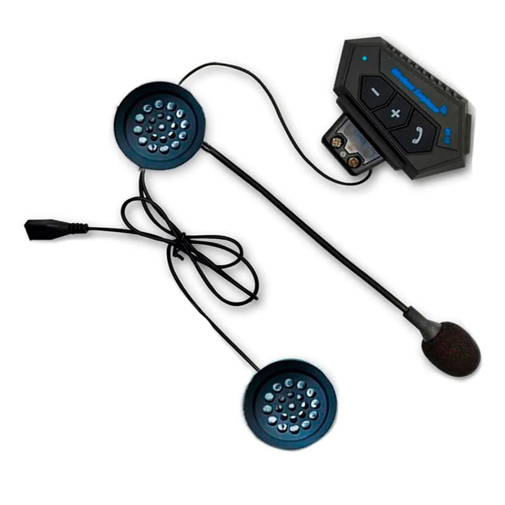 Audífonos in ear bluetooth con micrófono, para casco de moto, negro