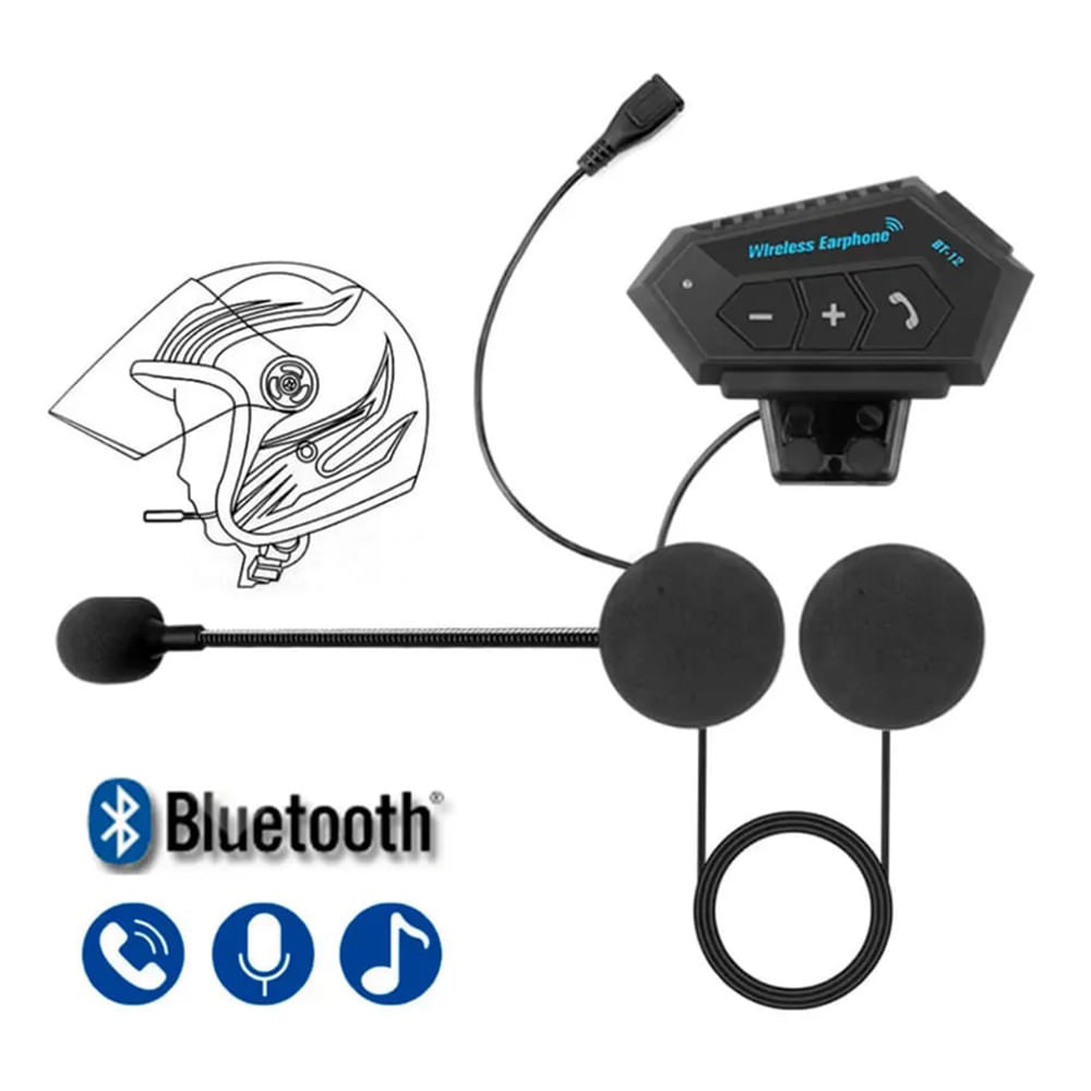 Imagen 2 del producto Audífonos in ear bluetooth con micrófono, para casco de moto, negro