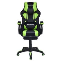 Silla gamer Extingtion Sapp, ergonómica, reclinable 135°, cojín lumbar y cervical, reposapiés, verde