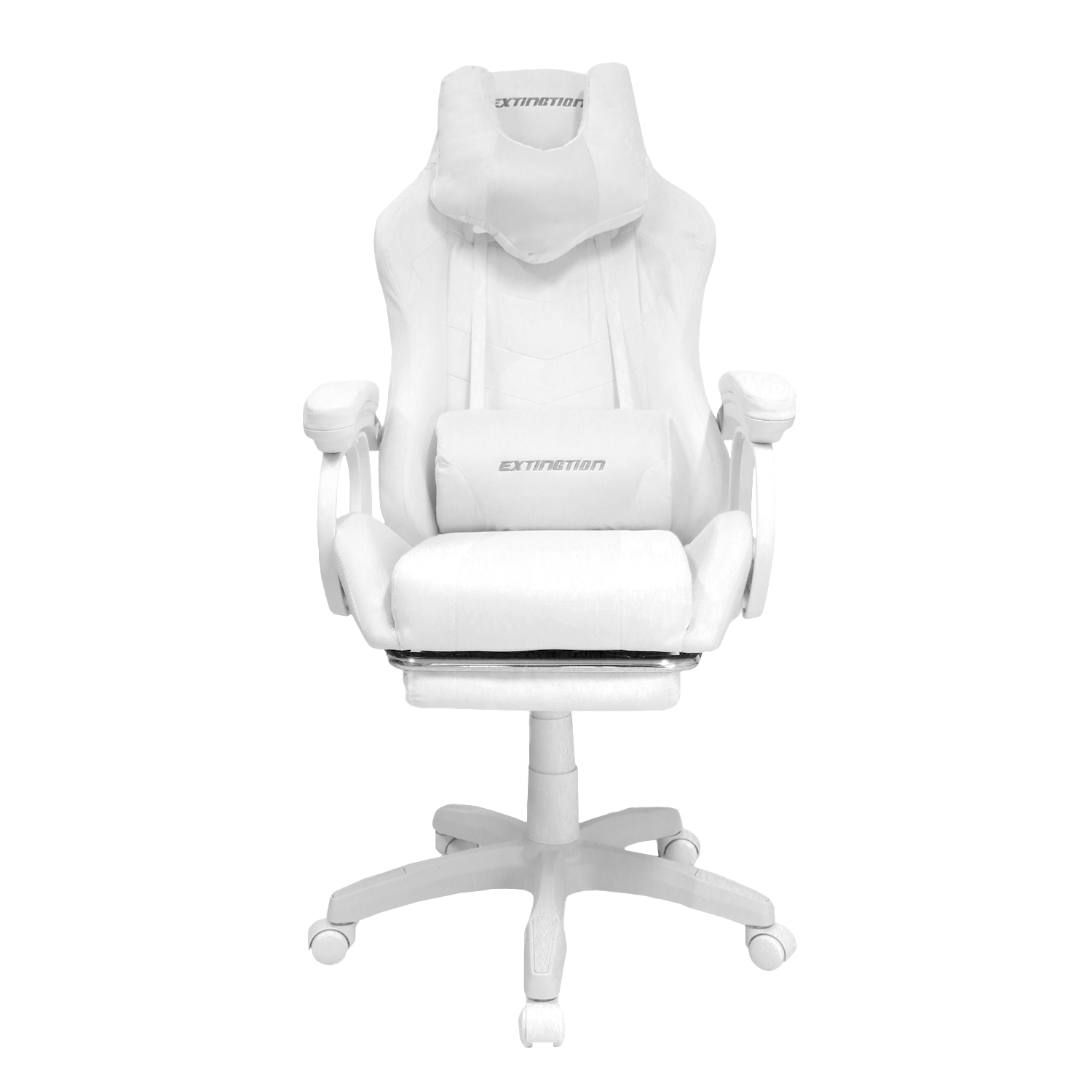 Imagen 1 del producto Silla gamer Extingtion Sapp, ergonómica, reclinable 135°, cojín lumbar y cervical, reposapiés, altura ajustable, blanco