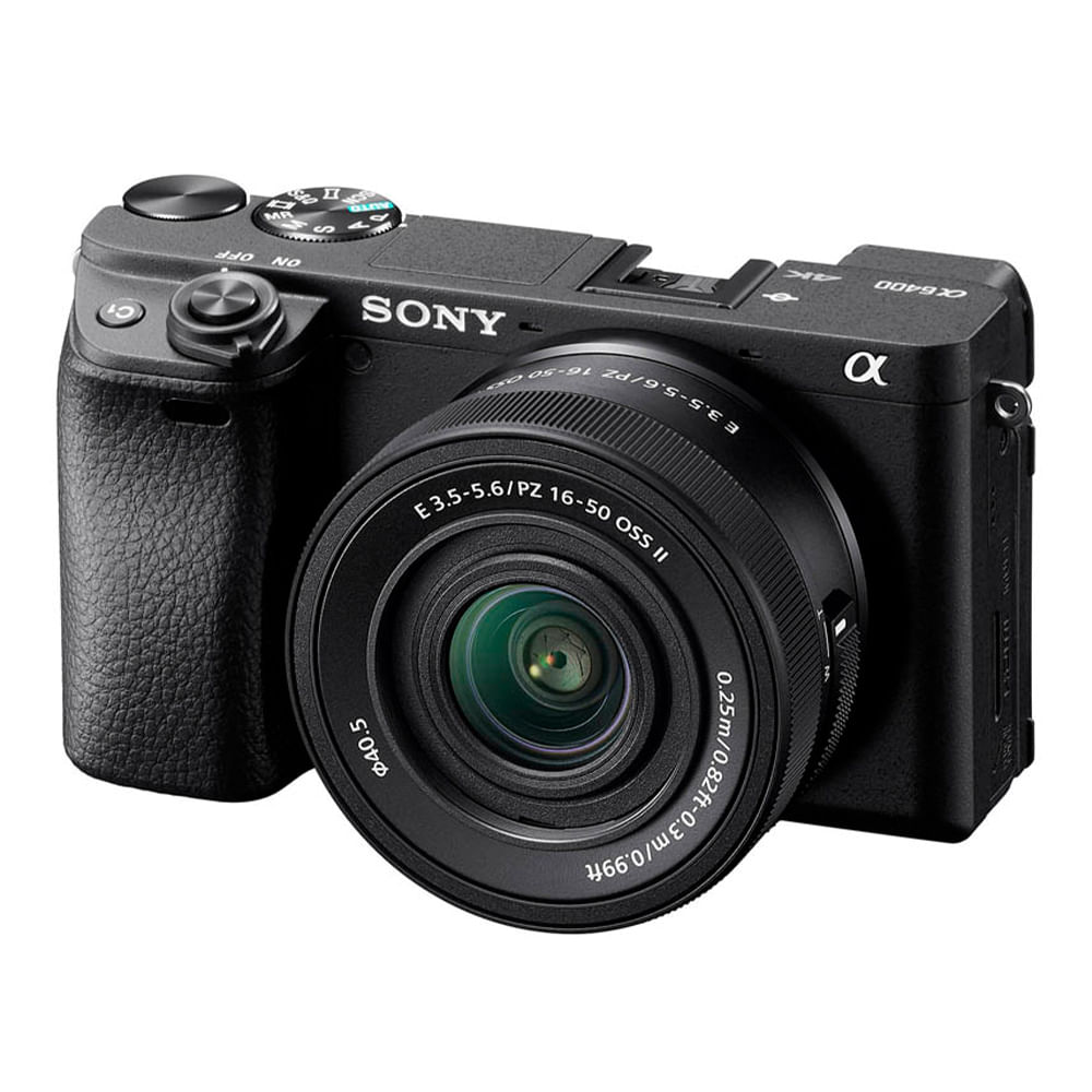 Cámara digital Mirrorless Sony Alpha ILCE-6400 24.2MP, grabación en 4K, sensor Exmor CMOS APS-C, lente 16-50 mm f/3.5-5.6 OSS