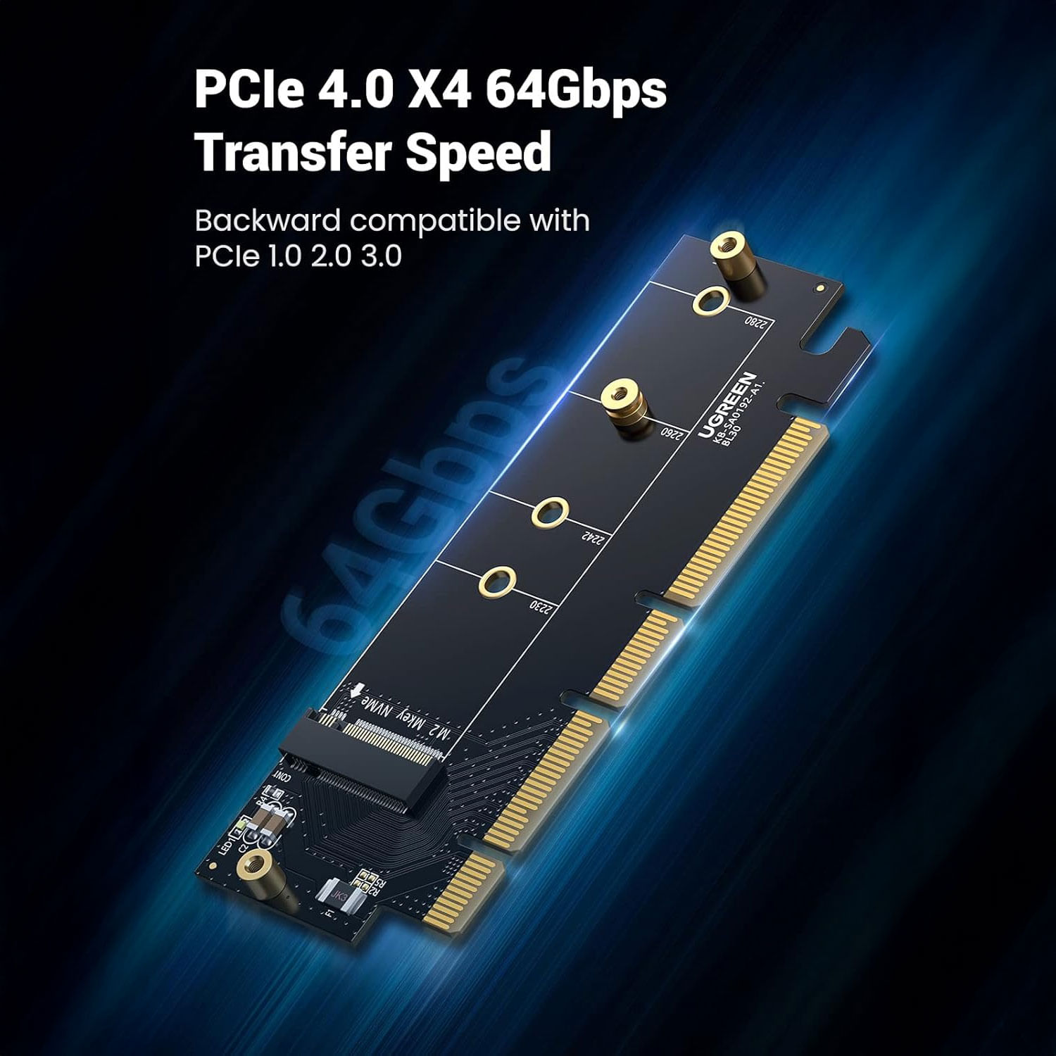 Imagen 2 del producto Adaptador Ugreen x1 M.2 NVMe PCIe 3.0 X4 CM302 para SSD hasta 4TB, modelo 30715