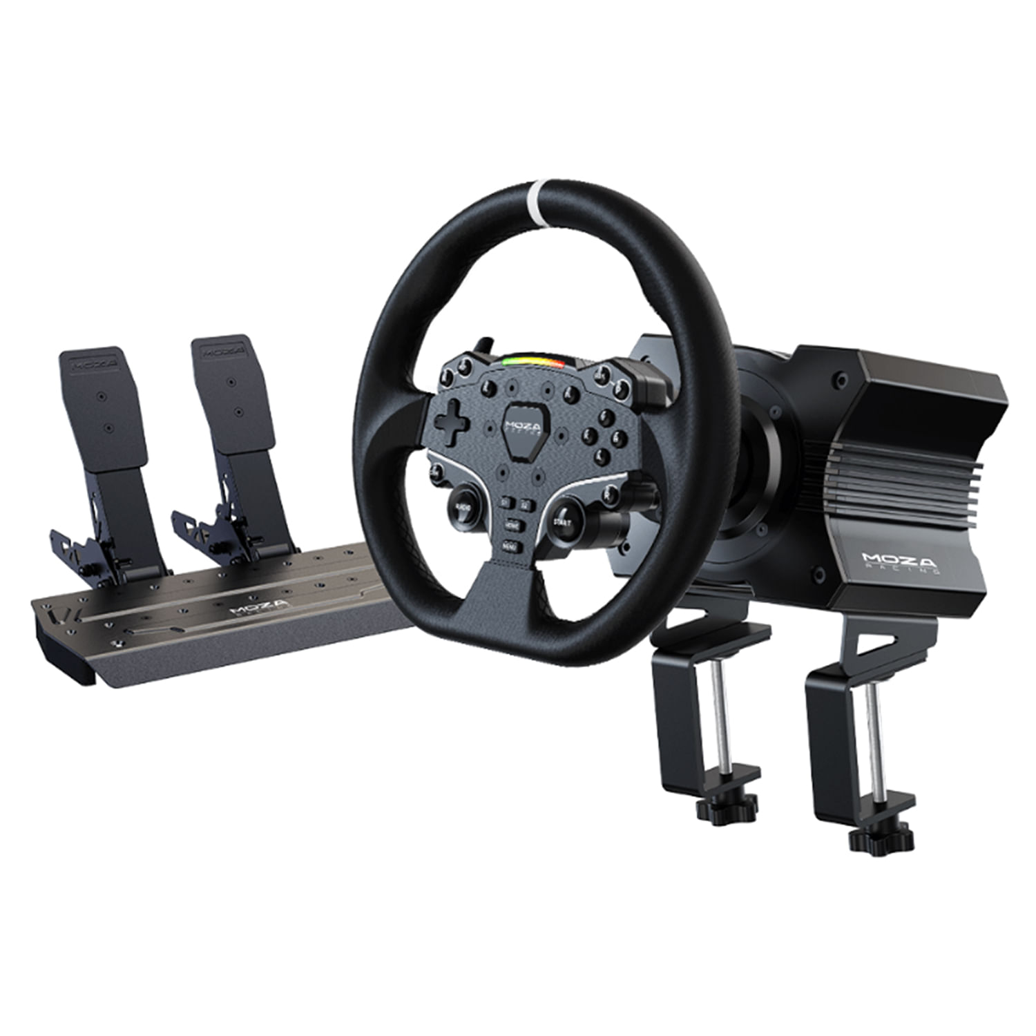 Imagen 1 del producto Volante Moza R5 Bundle, 5.5 Nm Direct Drive, pedales SR-P Lite, volante ES, abrazadera de mesa y control por software, negro
