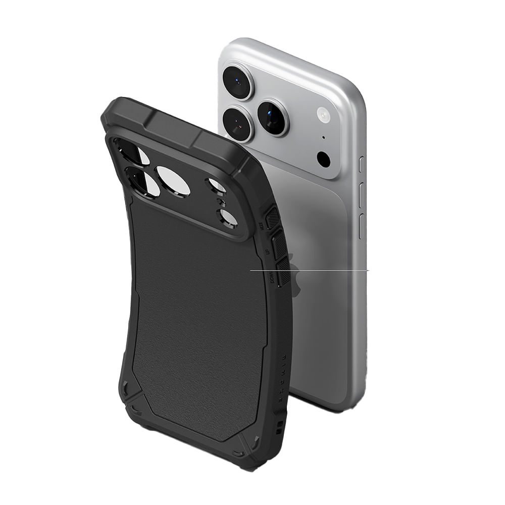 Case iPhone 17 Pro Rugged Gear Magnetic Negro, PC y TPU, imán magnético, diseño resistente, protección completa y bordes reforzados