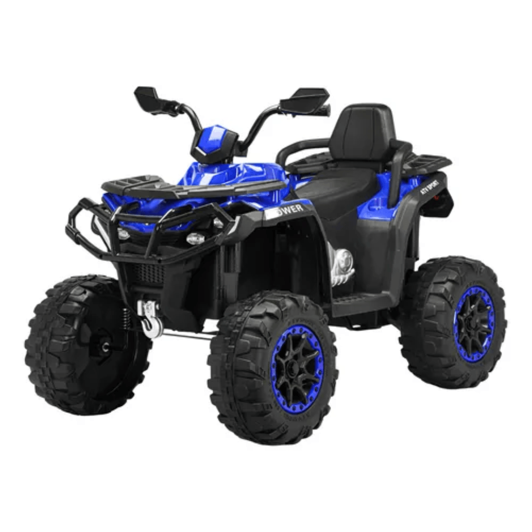 Cuatrimoto eléctrica para niños, recargable con luces y sonidos, diseño deportivo, conducción segura y cómoda, azul