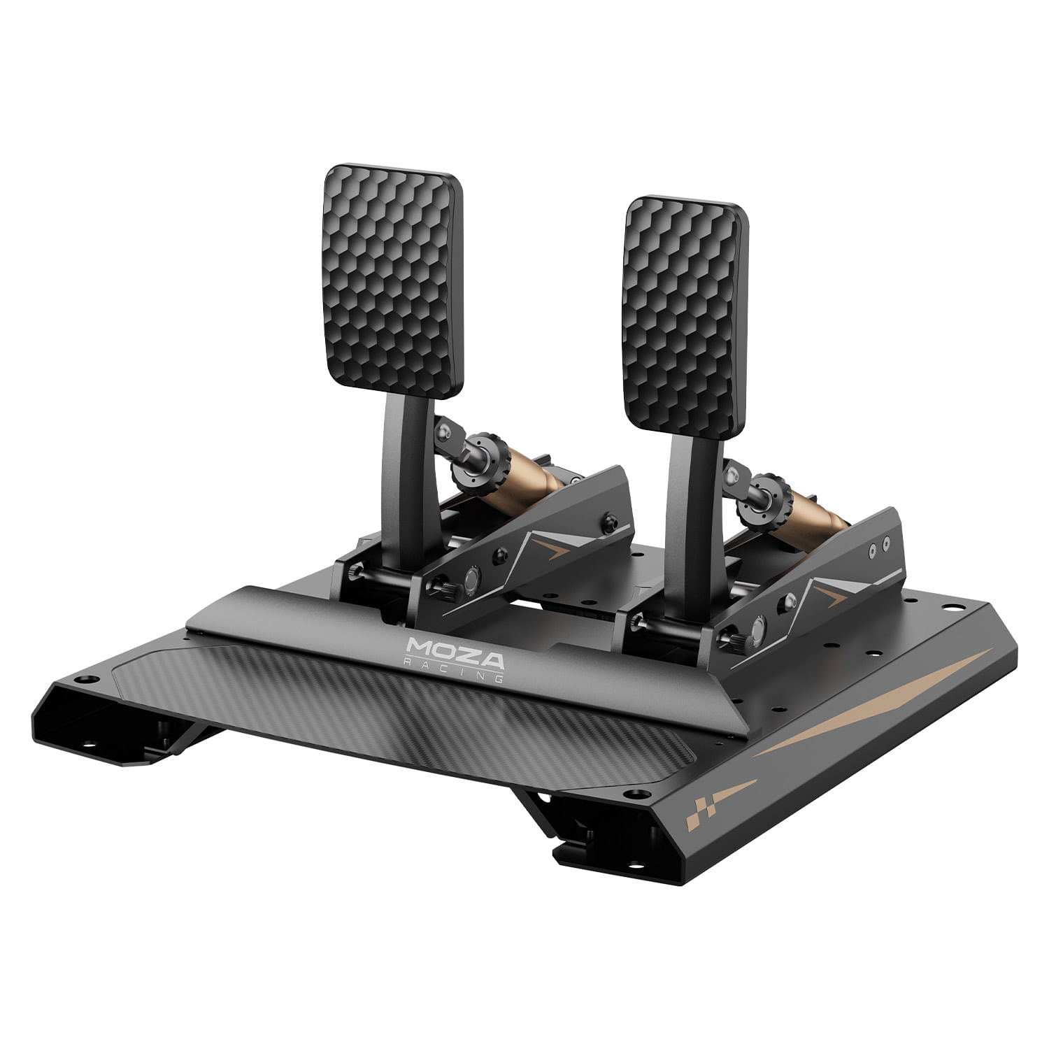 Pedales Moza CRP2, aluminio CNC, celda de carga 200K, sensor 15 bits, ajuste sin herramientas, diseño ergonómico y montaje invertido, negro