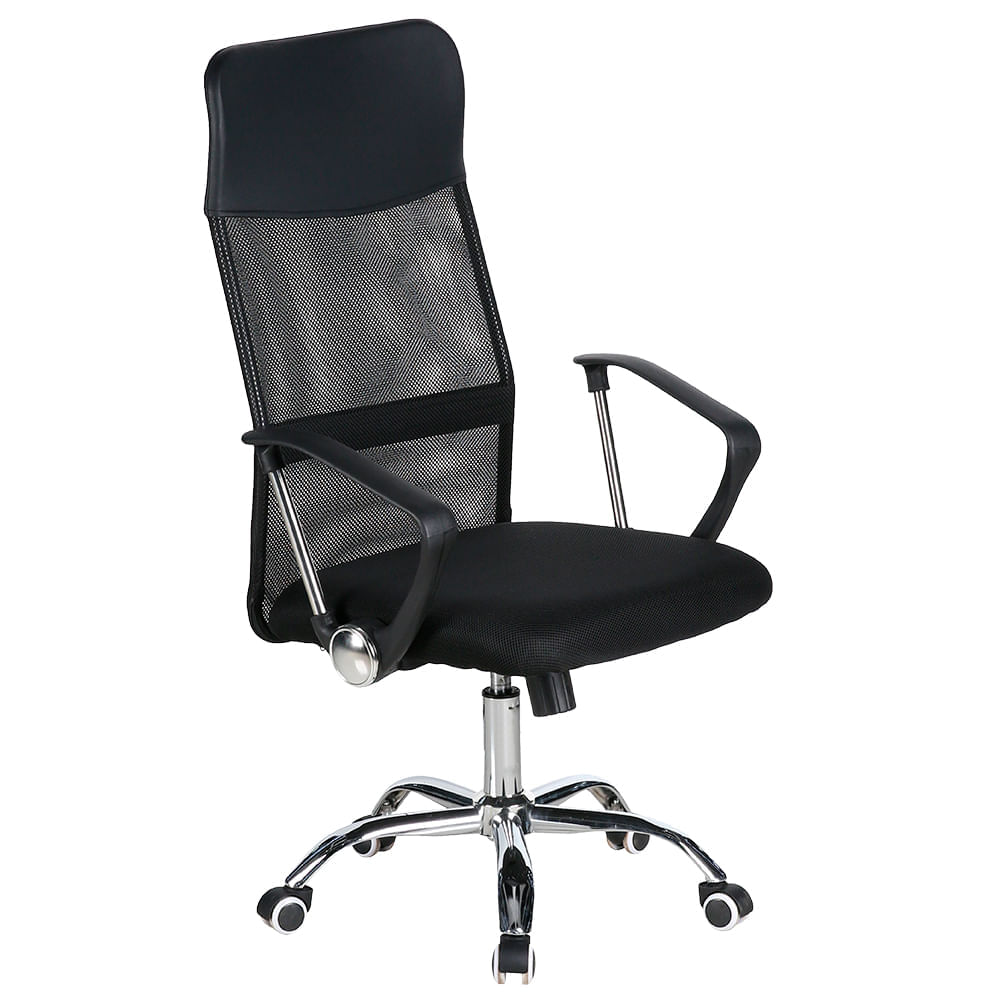 Silla Komsum Milan, ejecutiva y ergonómica, reclinable 90–120°, base metálica, altura ajustable, negro