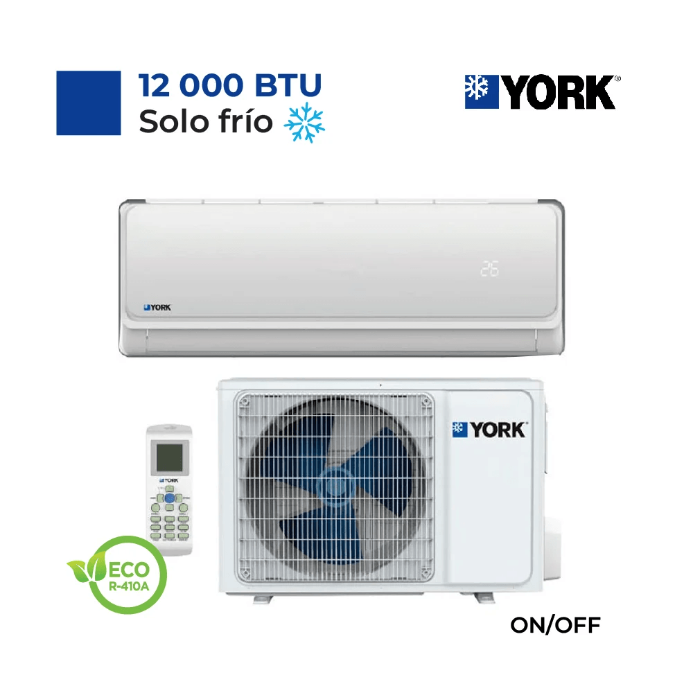 Imagen 2 del producto Aire acondicionado York Split pared de 12000 Btu/h On/Off frío solo, blanco