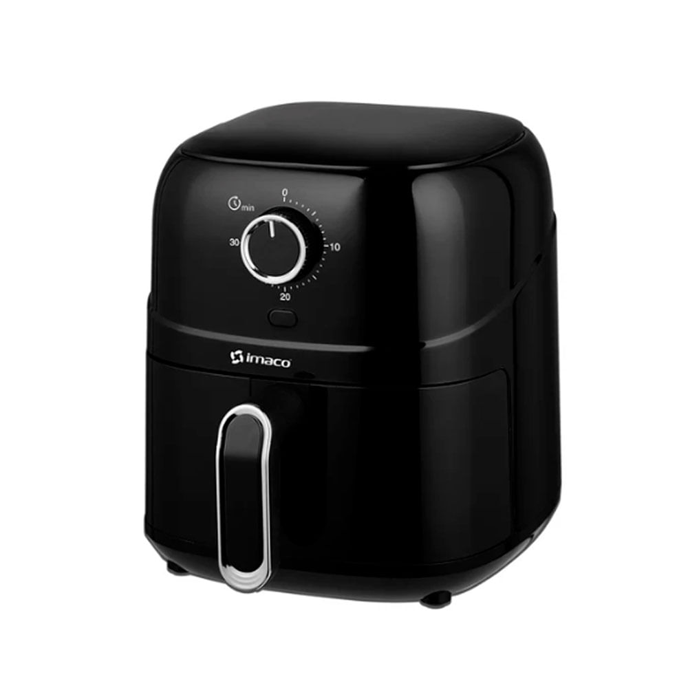 Freidora de aire Imaco AF2380N, capacidad 2 litros, 900W, control de temperatura, canastilla antiadherente y diseño compacto, negro