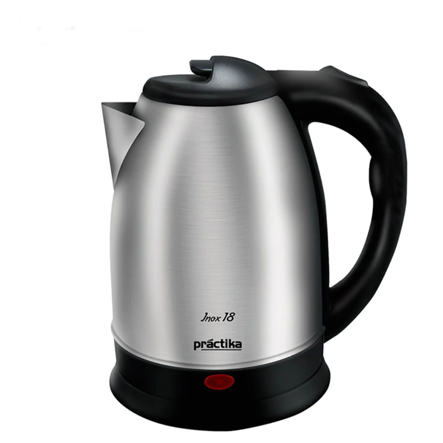 Hervidor eléctrico Practika INOX 18, capacidad 1.8 litros, 1500W, apagado automático, base giratoria 360° y cuerpo de acero inoxidable
