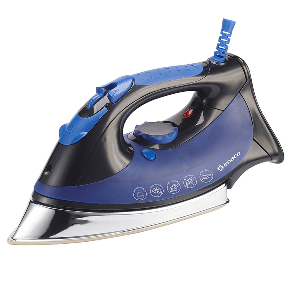 Plancha a vapor Imaco ETA8588B, base cerámica, vapor vertical, regulador de temperatura y sistema antical, cable 1.8 m