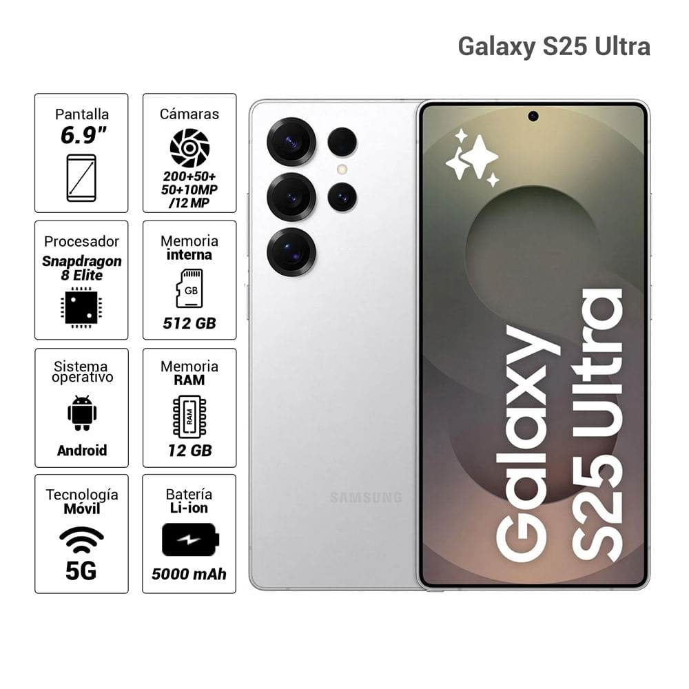 Imagen 2 del producto Celular Samsung Galaxy S24 Ultra 5G 256GB, 12GB RAM, cámara trasera 200MP y frontal 12MP, 6.8"", gris titanio